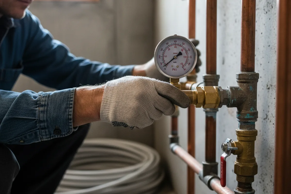 Pressure testing a repaired line during Water Line Repair in Guild