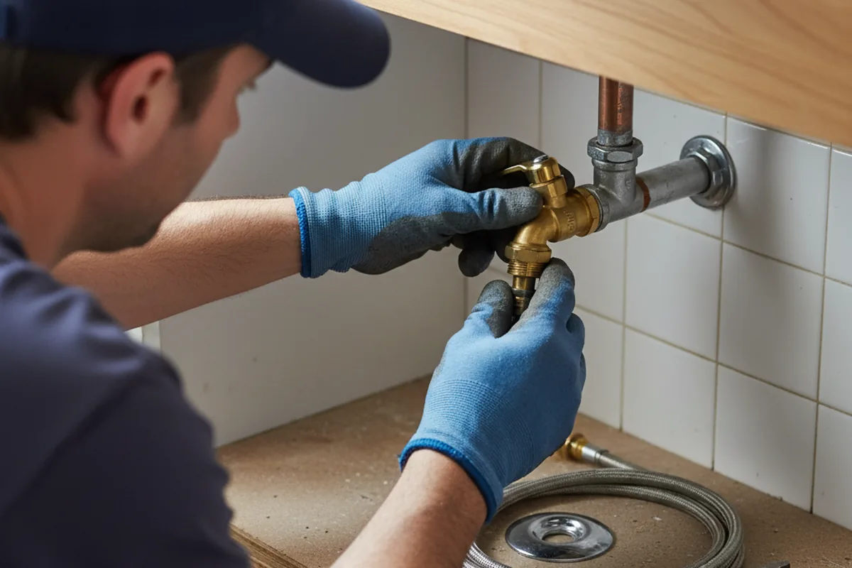 Shutoff valve and fitting work during Faucet and Fixture Repair in Guild